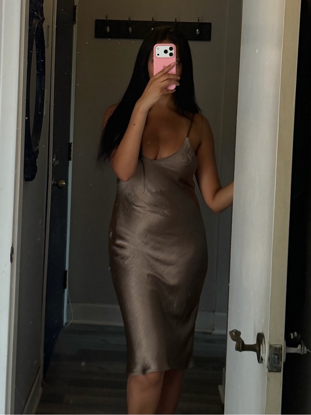OAK + FORT Satin Slip Midi Dress - Picture 7 of 7